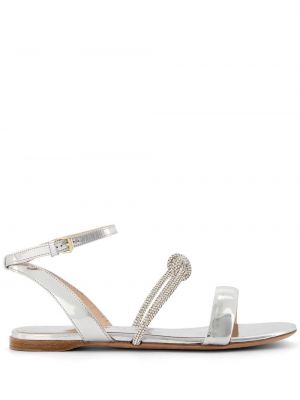 Křišťálové sandály s mašlí bez podpatku Giambattista Valli stříbrné