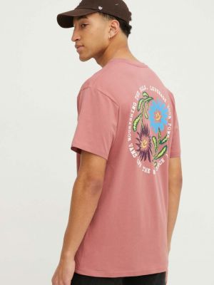 Koszulka bawełniana z nadrukiem Vans różowa
