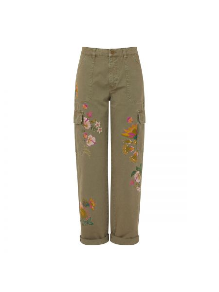 Pantalones cargo con bordado de flores Joe Browns verde