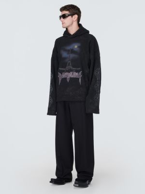 Chemise à capuche à imprimé Balenciaga noir