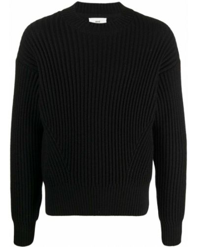 Jersey de tela jersey de cuello redondo Ami Paris negro