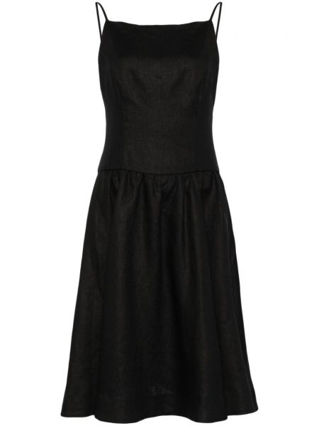 Ľanové koktejlkové šaty Reformation čierna