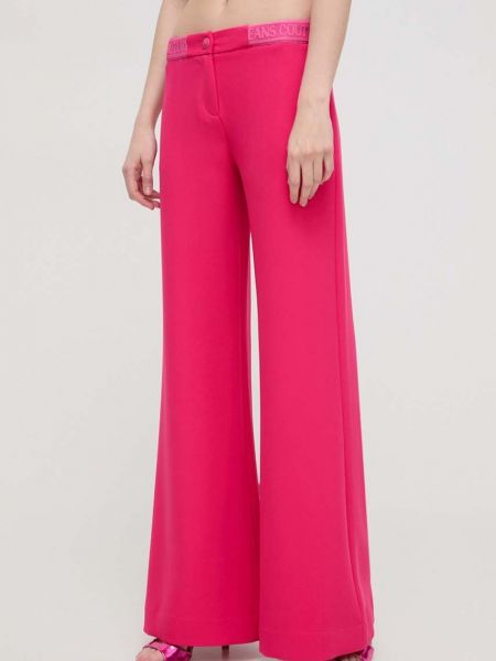 Kalhoty s vysokým pasem Versace Jeans Couture růžové