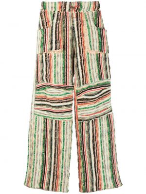 Pantaloni din bumbac cu dungi cu imagine Vitelli verde