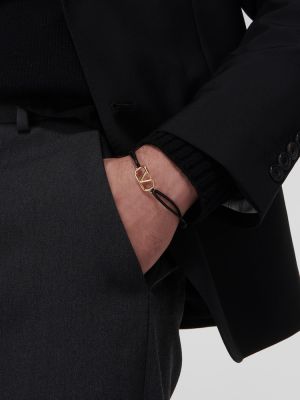 Bracelet en cuir Valentino Garavani noir