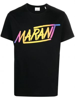 Памучна тениска с принт Marant черно