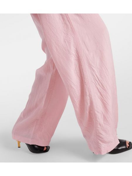Παντελόνι με ψηλή μέση σε φαρδιά γραμμή Victoria Beckham ροζ
