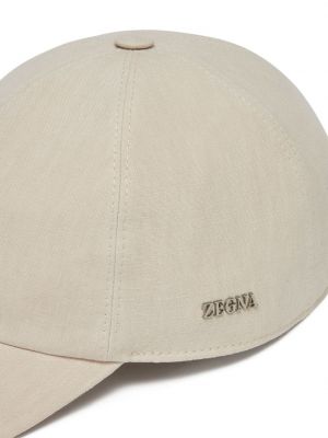 Lininis kepurė su snapeliu Zegna smėlinė