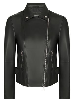 Кожаная куртка Emporio Armani черная