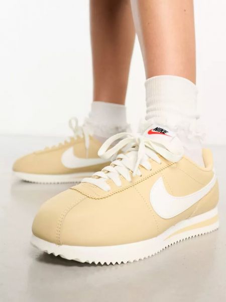 Кожаные кроссовки Nike Cortez бежевые