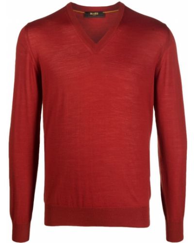 Вълнен пуловер с v-образно деколте Moorer червено