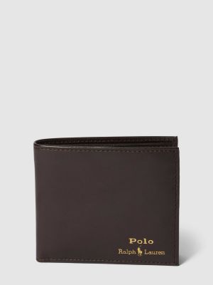 Portfel skórzany z nadrukiem Polo Ralph Lauren brązowy