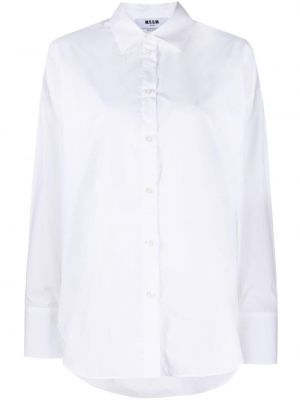 Βαμβακερό πουκάμισο με κέντημα Msgm λευκό