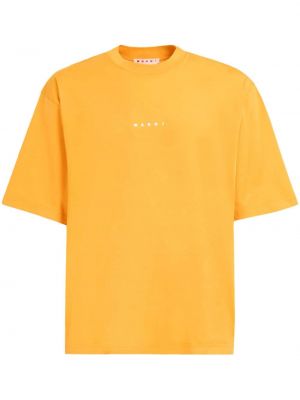 Bombažna majica s potiskom Marni rumena