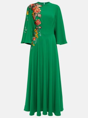 Миди рокля бродирана Costarellos зелено