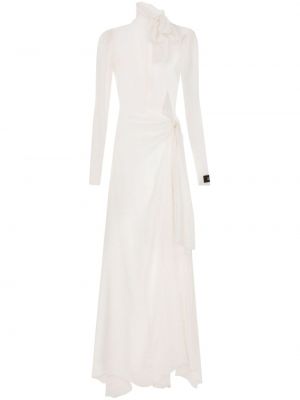 Priehľadné hodvábne dlouhé šaty Dolce & Gabbana biela