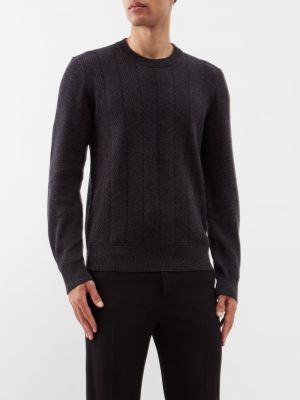 Кашемировый свитер арановой вязки Dunhill серый
