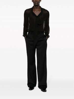 Průsvitná hedvábná košile s mašlí Saint Laurent černá