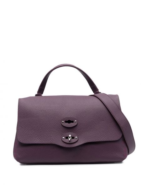 Kožená nákupná taška Zanellato fialová