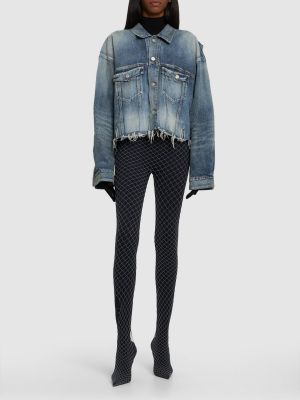 Oversized bavlněná džínová bunda s oděrkami Balenciaga