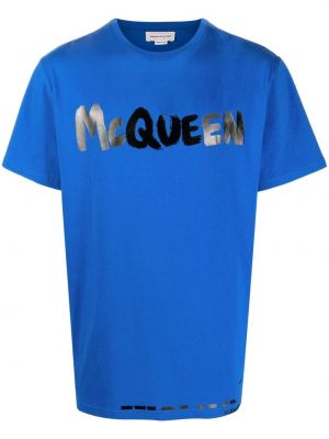 T-shirt con stampa Alexander Mcqueen blu