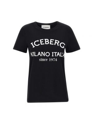 Koszulka bawełniana z nadrukiem Iceberg czarna