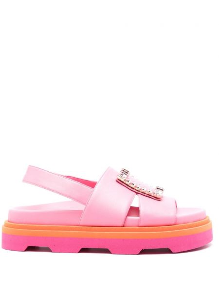Kožne sandale s platformom Roberto Festa ružičasta