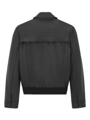 Kožená bunda s knoflíky Saint Laurent černá