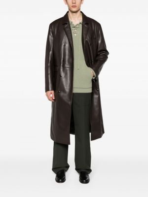 Kožený kabát Nanushka hnědý