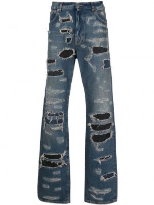 Distressed straight jeans 424 blau