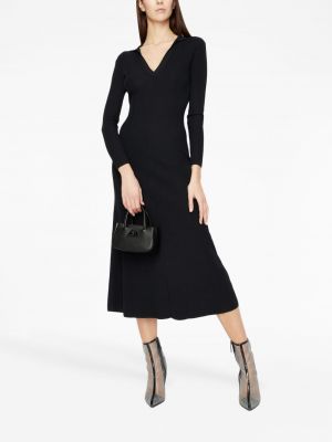 Midi šaty s výstřihem do v Armani Exchange černé