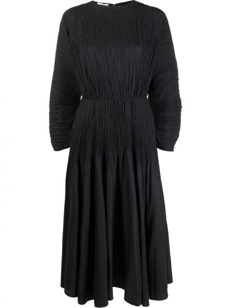 Midi šaty na zip s dlouhými rukávy z polyesteru Vince - černá