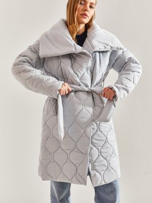 Pikowany płaszcz na guziki oversize Bianco Lucci