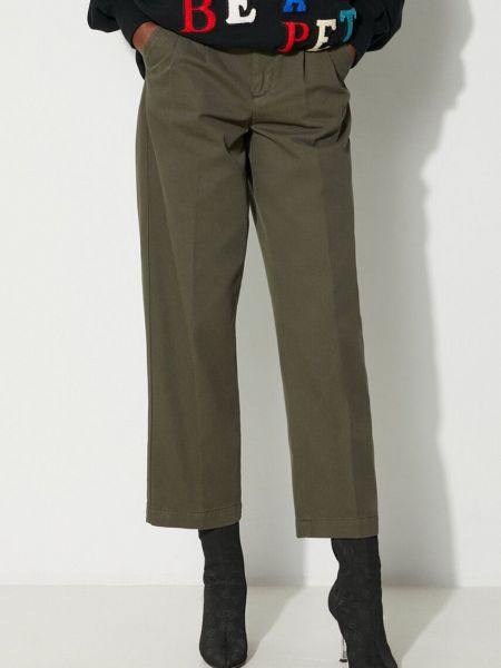 Jednobarevné bavlněné kalhoty s vysokým pasem Carhartt Wip zelené