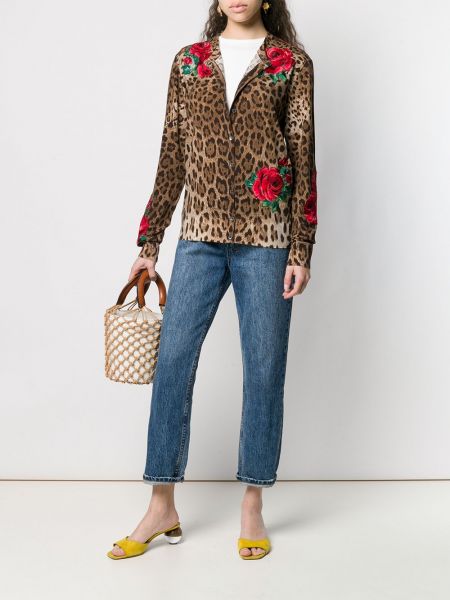 Cárdigan con estampado animal print Dolce & Gabbana marrón