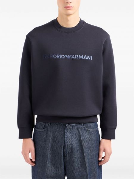 Sweatshirt mit stickerei mit rundem ausschnitt Emporio Armani blau