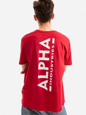 Bavlněné tričko s potiskem Alpha Industries červené