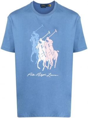 T-shirt en coton en coton à imprimé Polo Ralph Lauren bleu