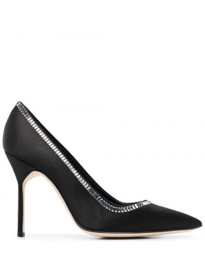 Krystaller sateng pumps Manolo Blahnik svart