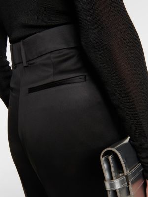 Hedvábné kalhoty s vysokým pasem relaxed fit Saint Laurent černé