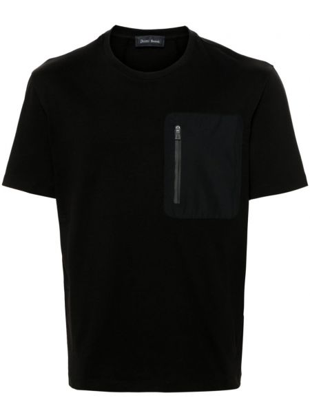Bavlnené tričko na zips s vreckami Herno čierna
