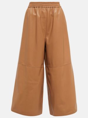 Кожени широки панталони тип „марлен“ Loewe бежово