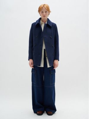 Vlnený priliehavý zimný kabát Inwear modrá