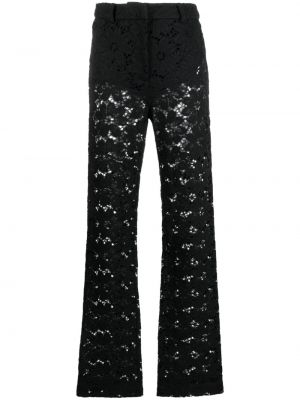 Pantaloni cu picior drept cu model floral din dantelă Rotate negru