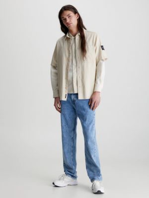 Rifľová košeľa Calvin Klein Jeans béžová