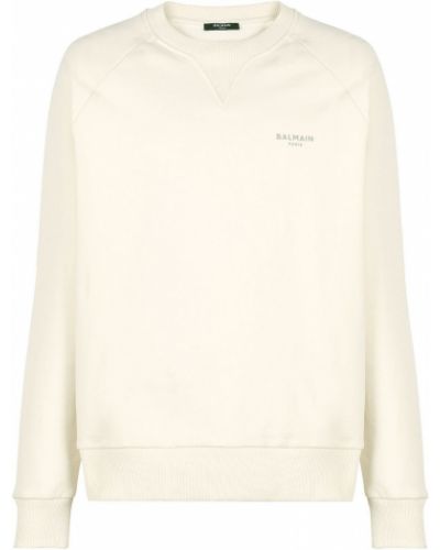 Trykt bomull sweatshirt Balmain hvit