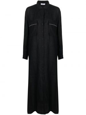 Ľanové dlouhé šaty Fabiana Filippi čierna