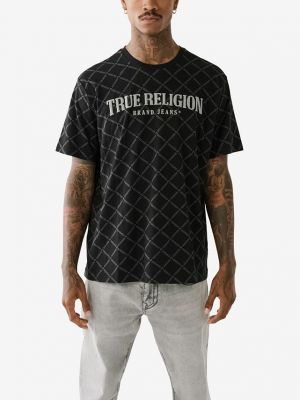 Футболка с коротким рукавом свободного кроя True Religion черная