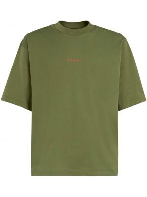 Kokvilnas t-krekls ar apdruku Marni zaļš