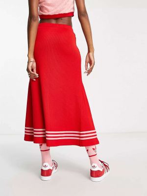 Трикотажная длинная юбка Adidas Originals красная